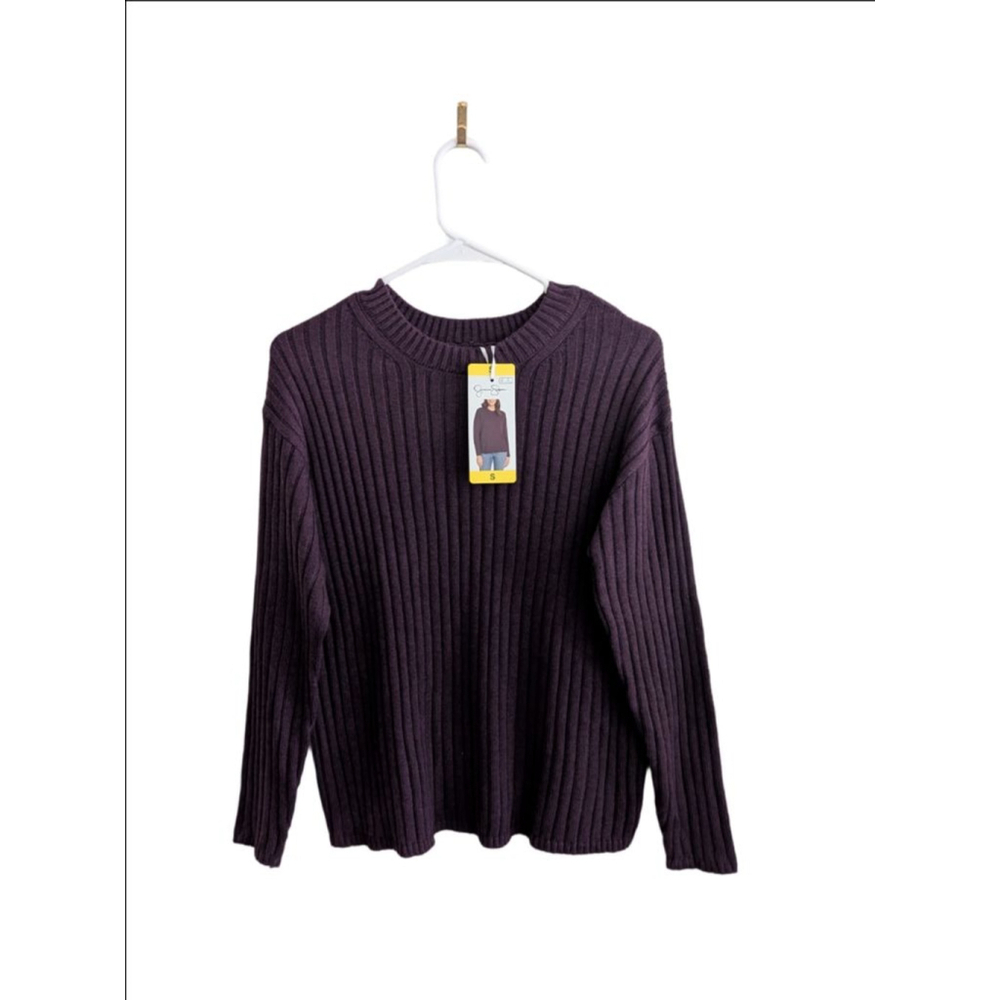 Women's Jessica Simpson Purple Ribbed Crew Neck Sweater S - Picture 2 of 5